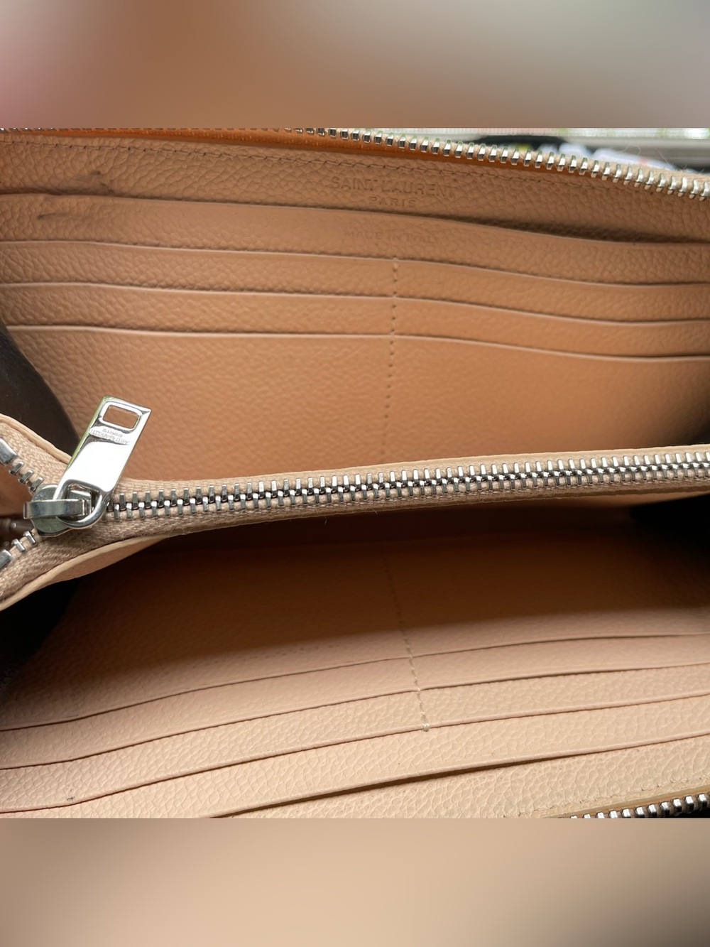 YSL Saint Laurent Beige Long Zip Around Leather Wallet - Picture 7 of 10